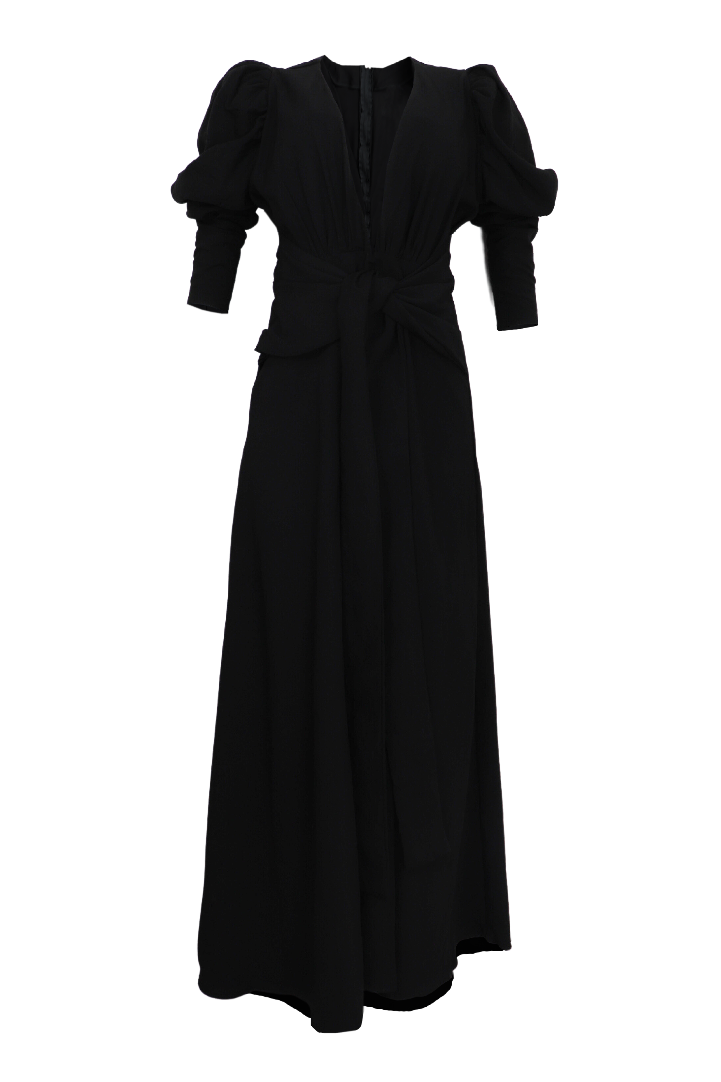 Elegante vestido largo manga larga color negro 