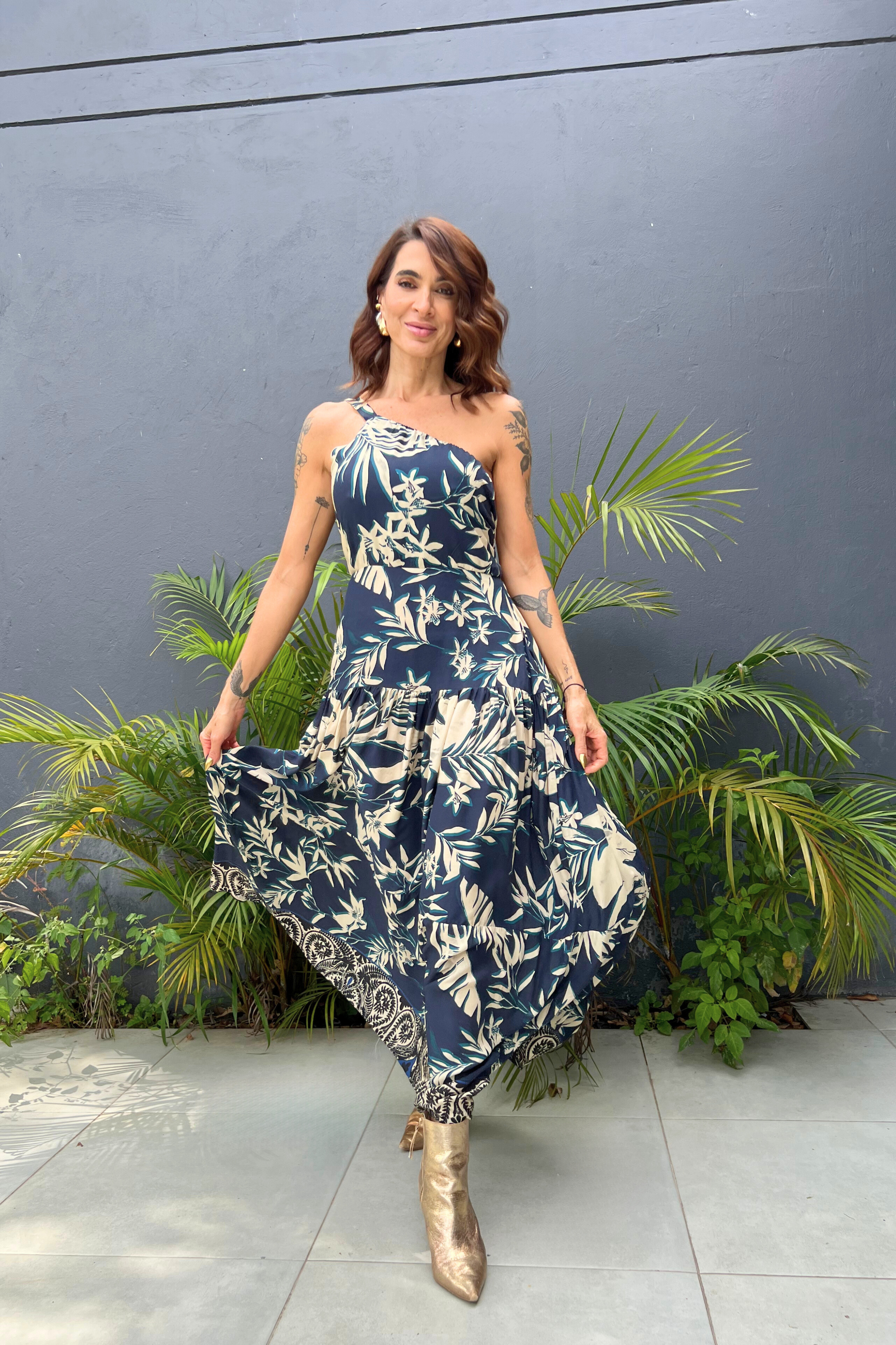 Vestido largo asimétrico Mera