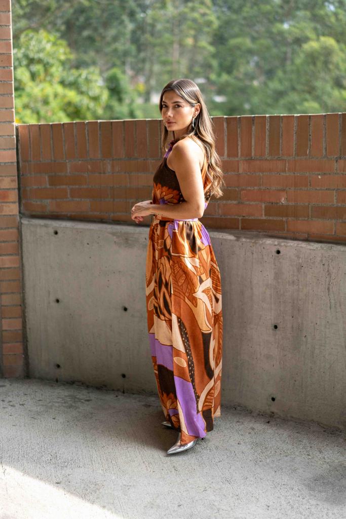 Hermoso pantalón palazzo y croptop becky color lila 