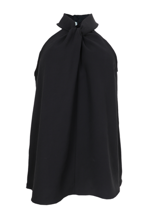 Hermosa blusa cuello halter, sin mangas