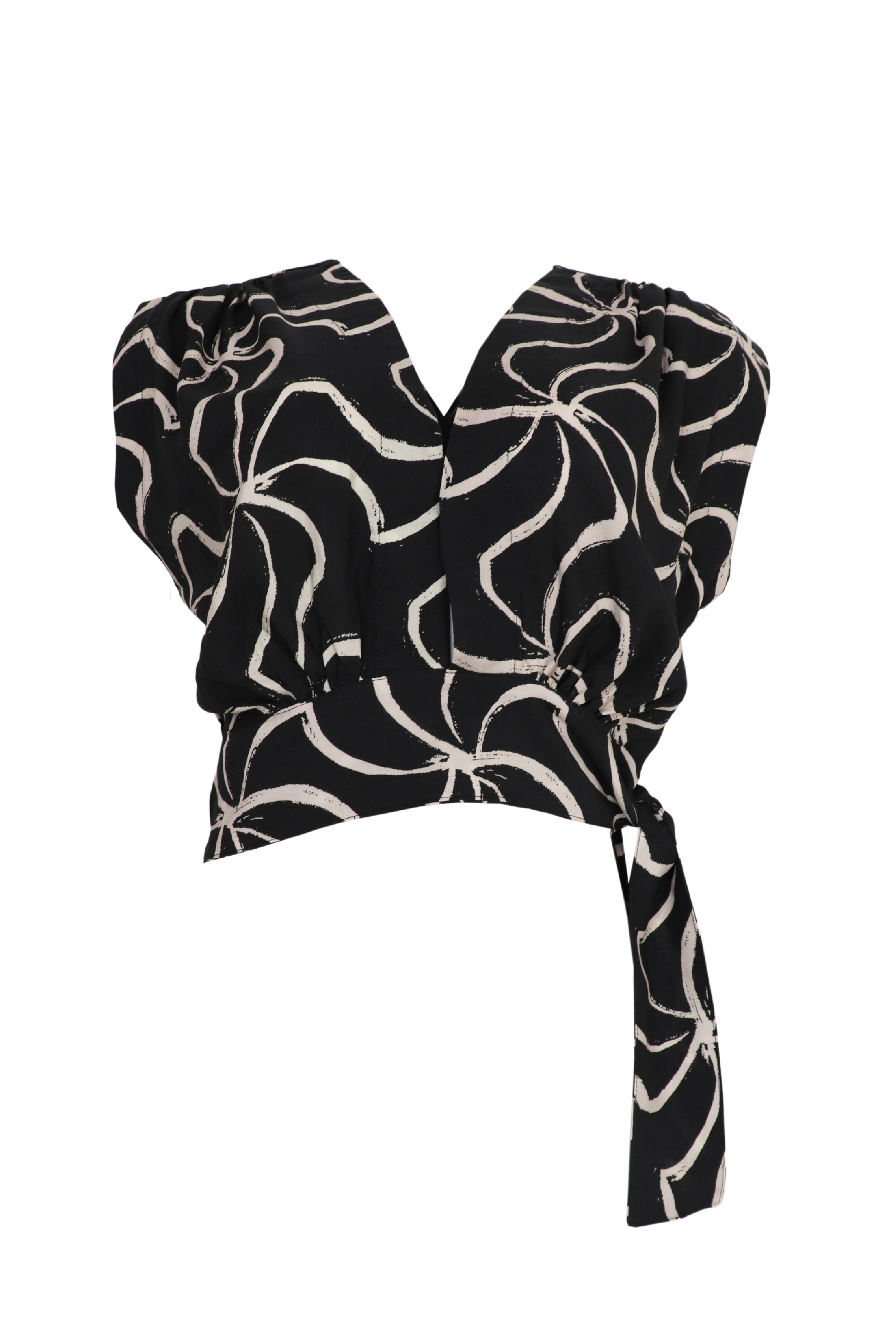 Hermosa blusa cuello en V con amarre lateral 