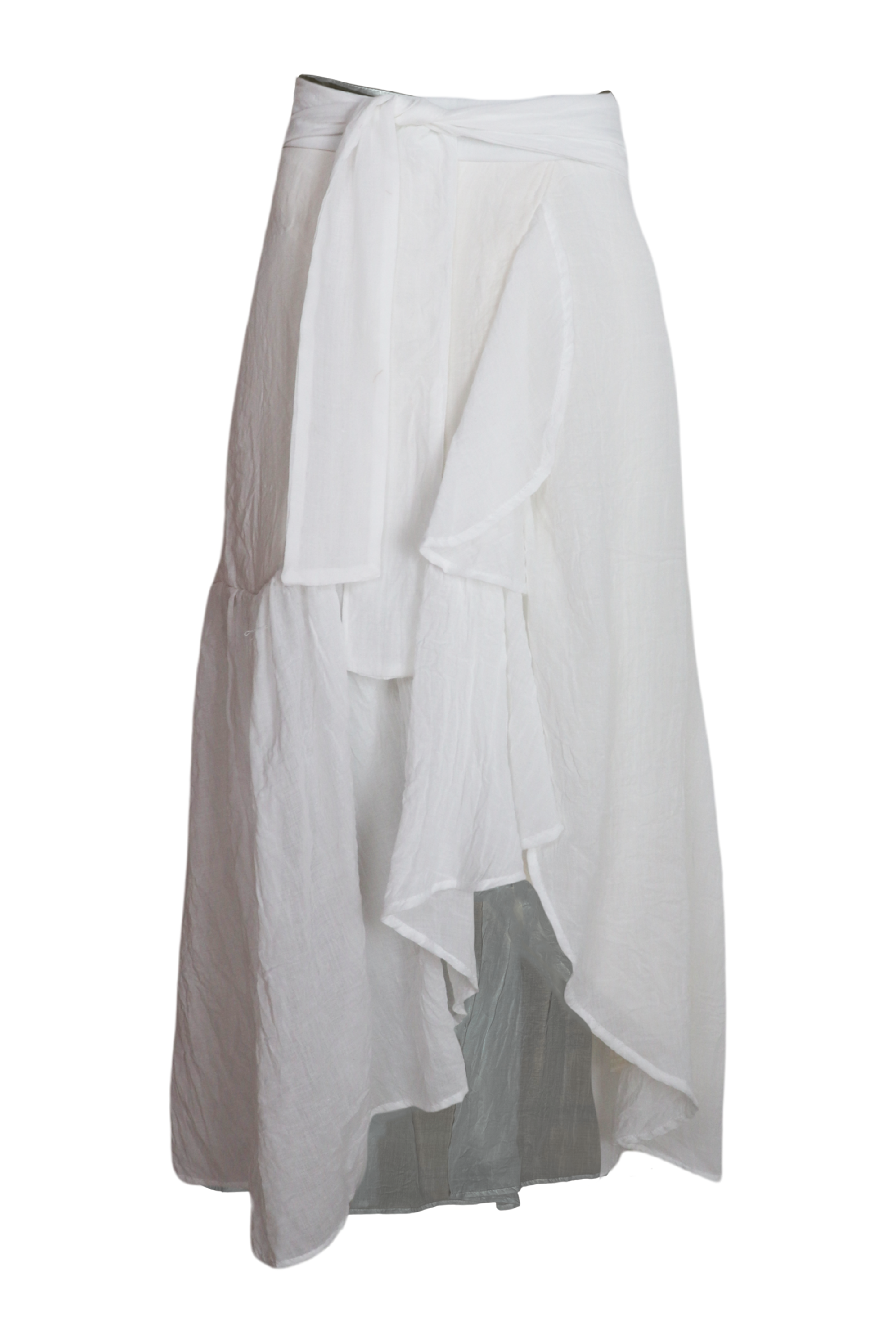Hermosa falda midi con lazos para ajustar en cintura color blanco