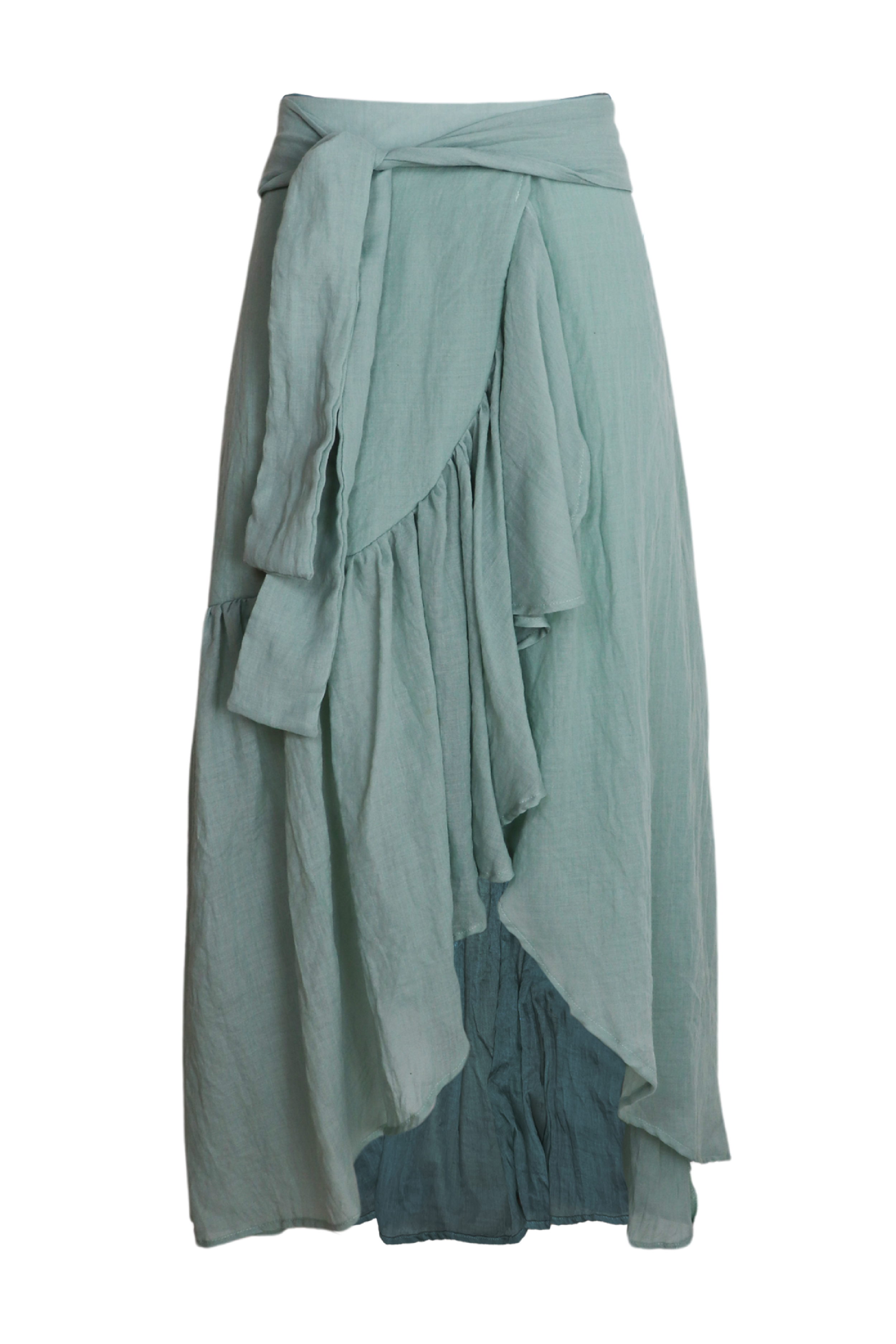 Hermosa falda midi con lazos para ajustar en cintura color verde agua