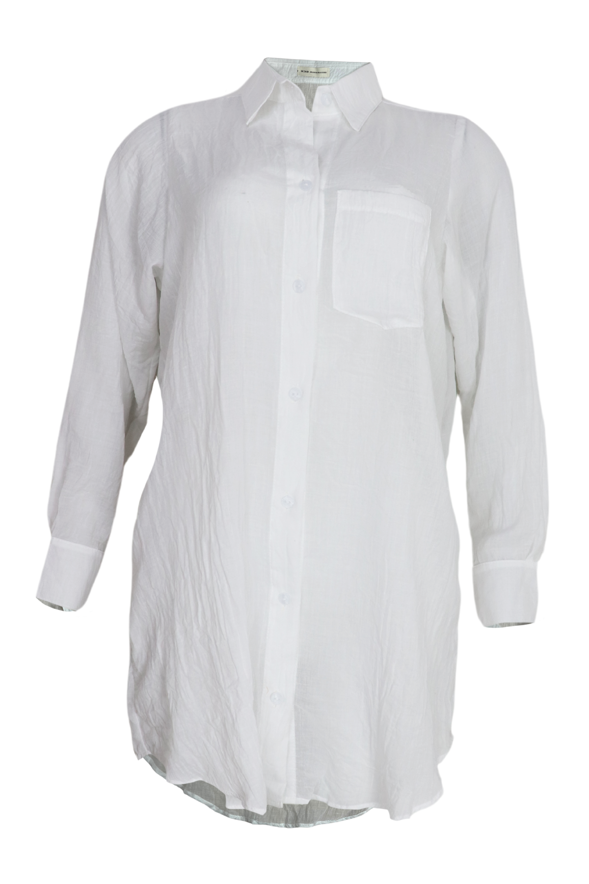 Hermosa camisa manga larga transparente color blanco