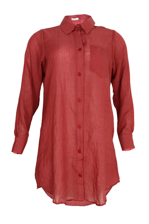 Hermosa camisa manga larga transparente color cobre