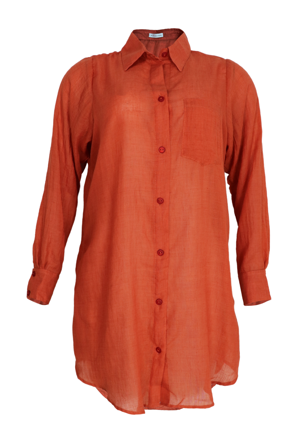 Hermosa camisa manga larga transparente color terracota