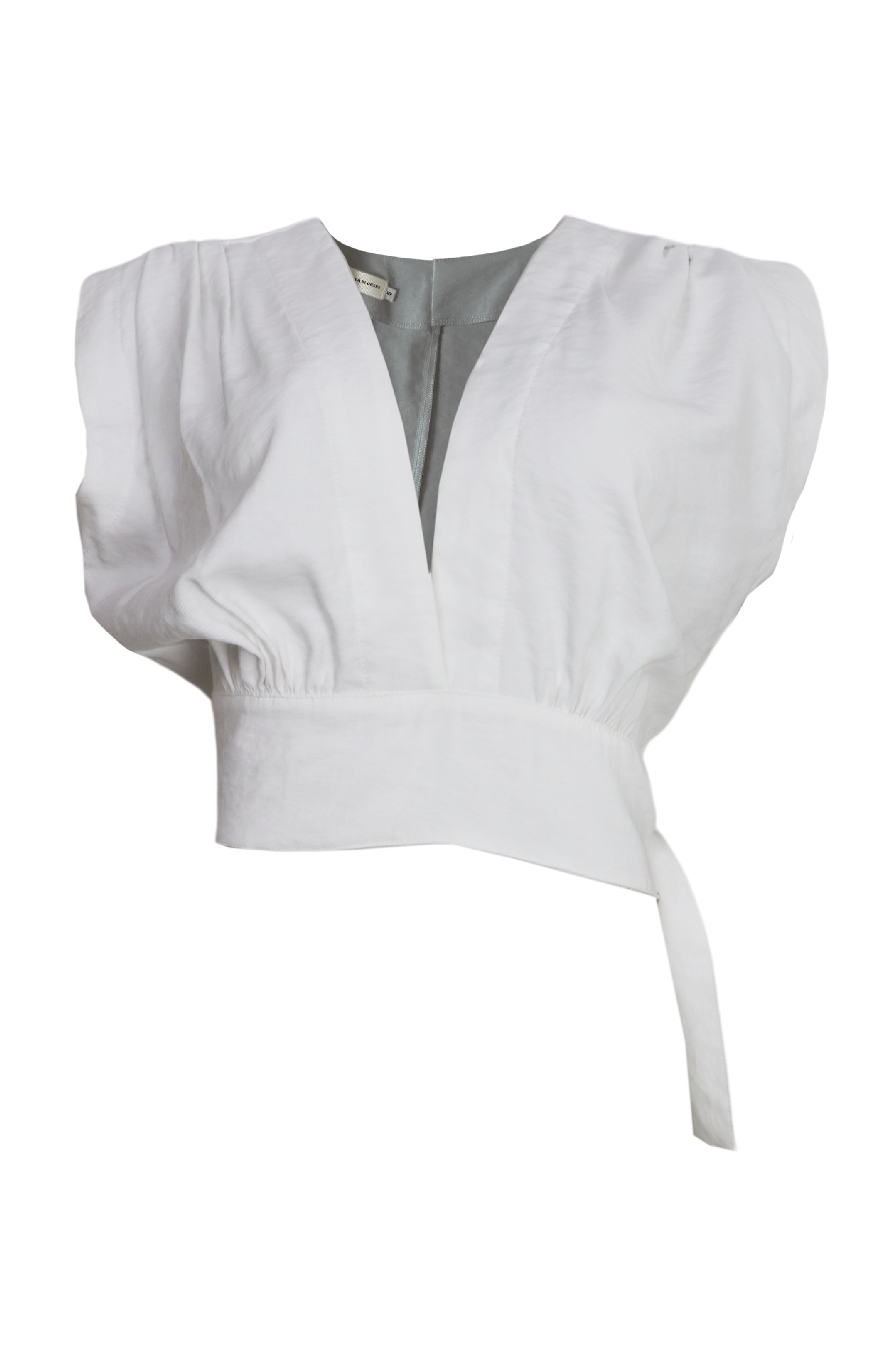 blusa cuello en v con amarre lateral color blanco