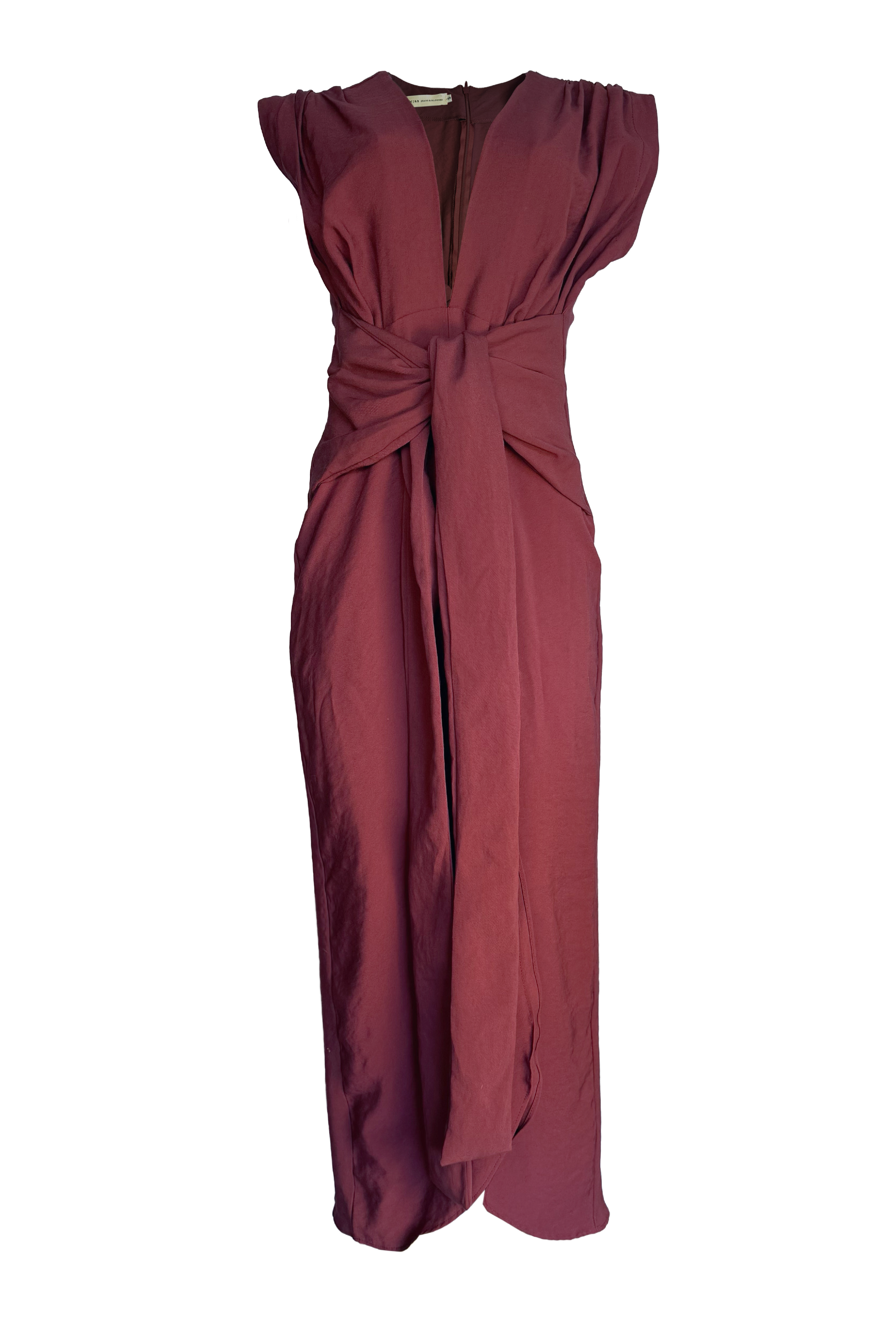 PTJ2539300 vestido largo con lazos vinotinto