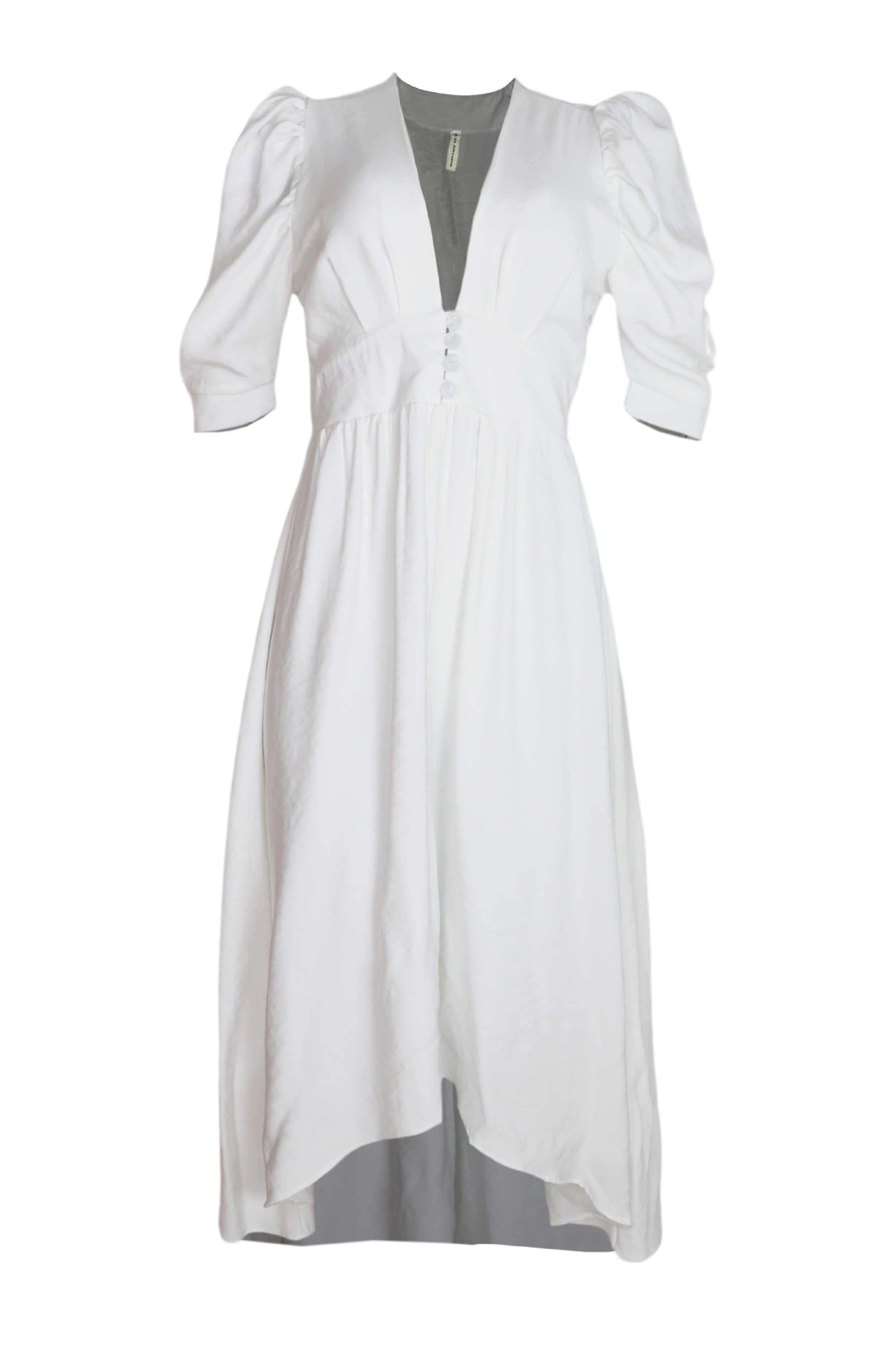 Vestido midi manga puff color blanco