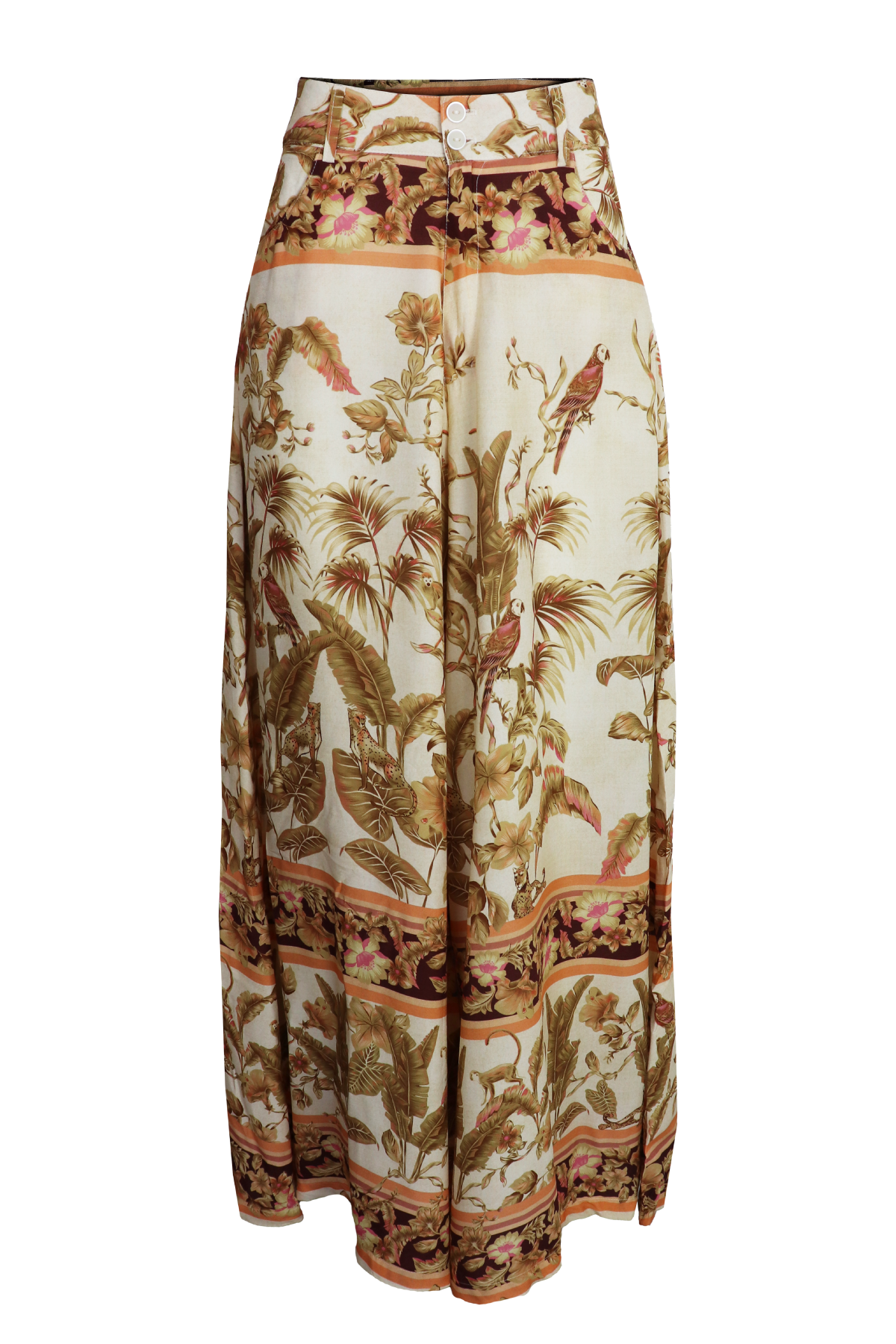 Pantalón lapazzo con estampado de animales y vegetación 