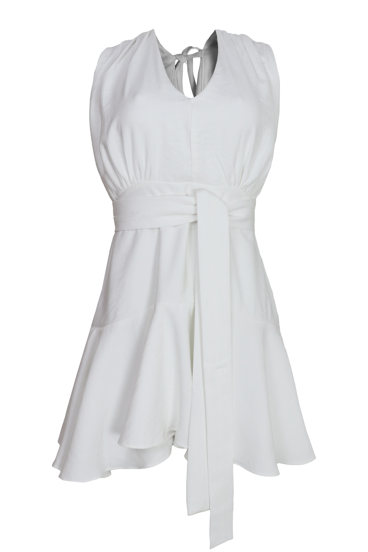 Vestido corto con cinturón color blanco