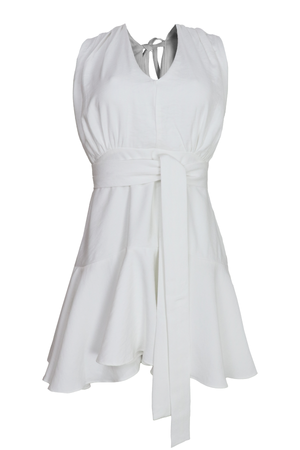 Vestido corto con cinturón color blanco