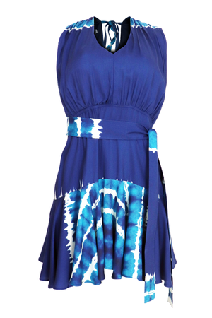 Hermoso vestido corto con cinturón Sapphire
