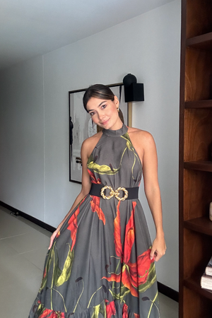 PTJ261429 vestido con cinturón con hebilla