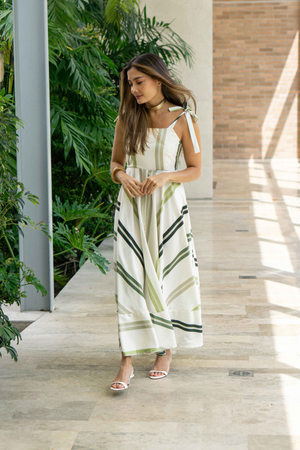 PTJ2621120 vestido largo con tiras y rayas