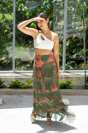 PTJ2633290 falda larga con boleros y top marfil