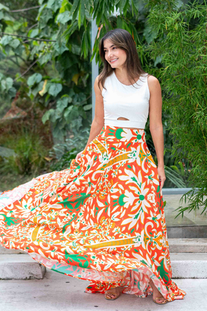 PTJ26352 falda larga estampada
