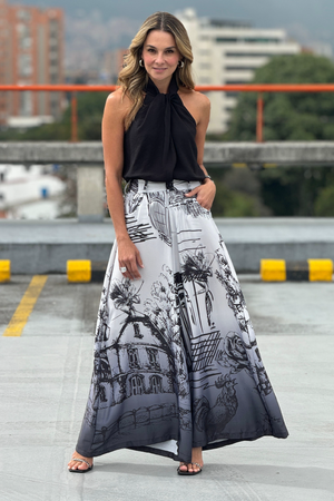 PTJ2659 Pantalón palazzo estampado