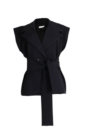 PTJ266312 blusa con cinturón negro