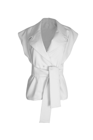 PTJ266312 blusa con cinturón marfil