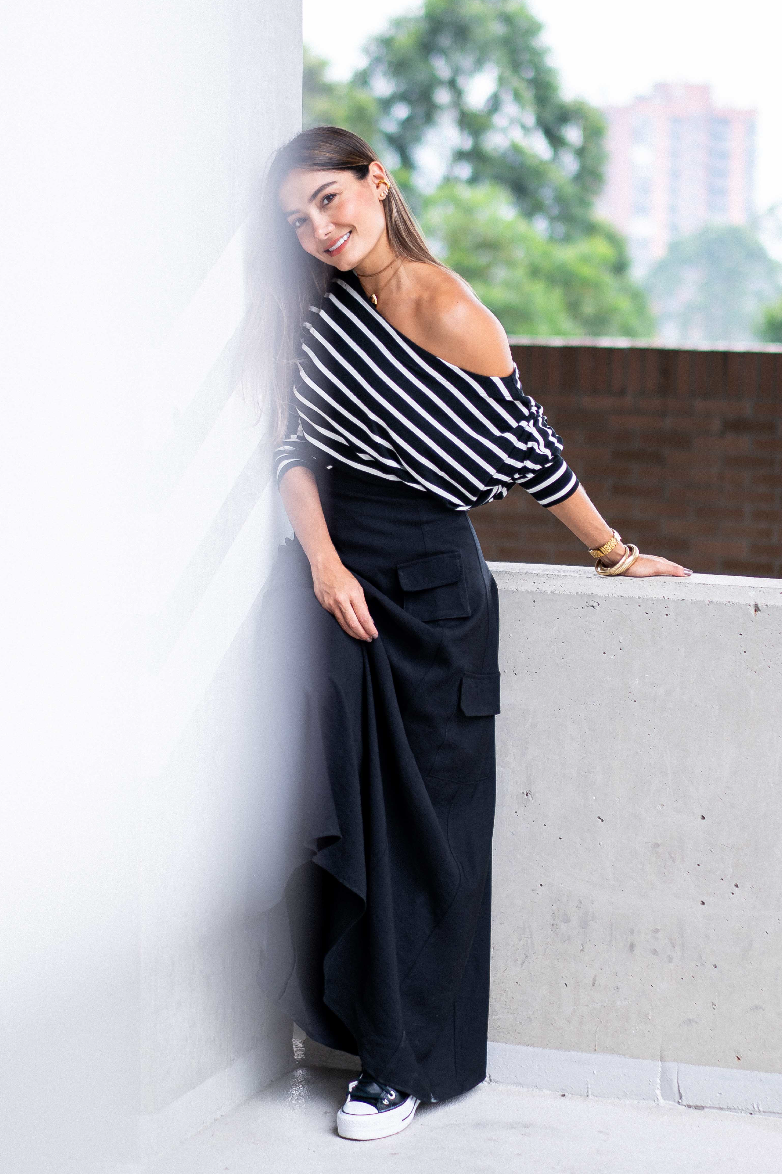 PTJ267419 saco de rayas negro