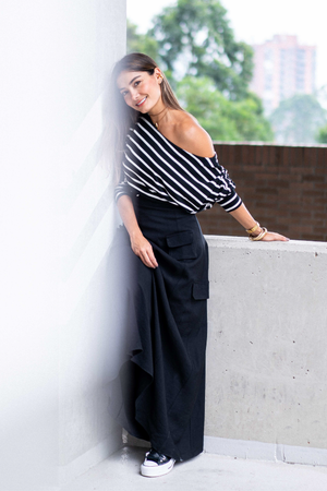 PTJ267419 saco de rayas negro