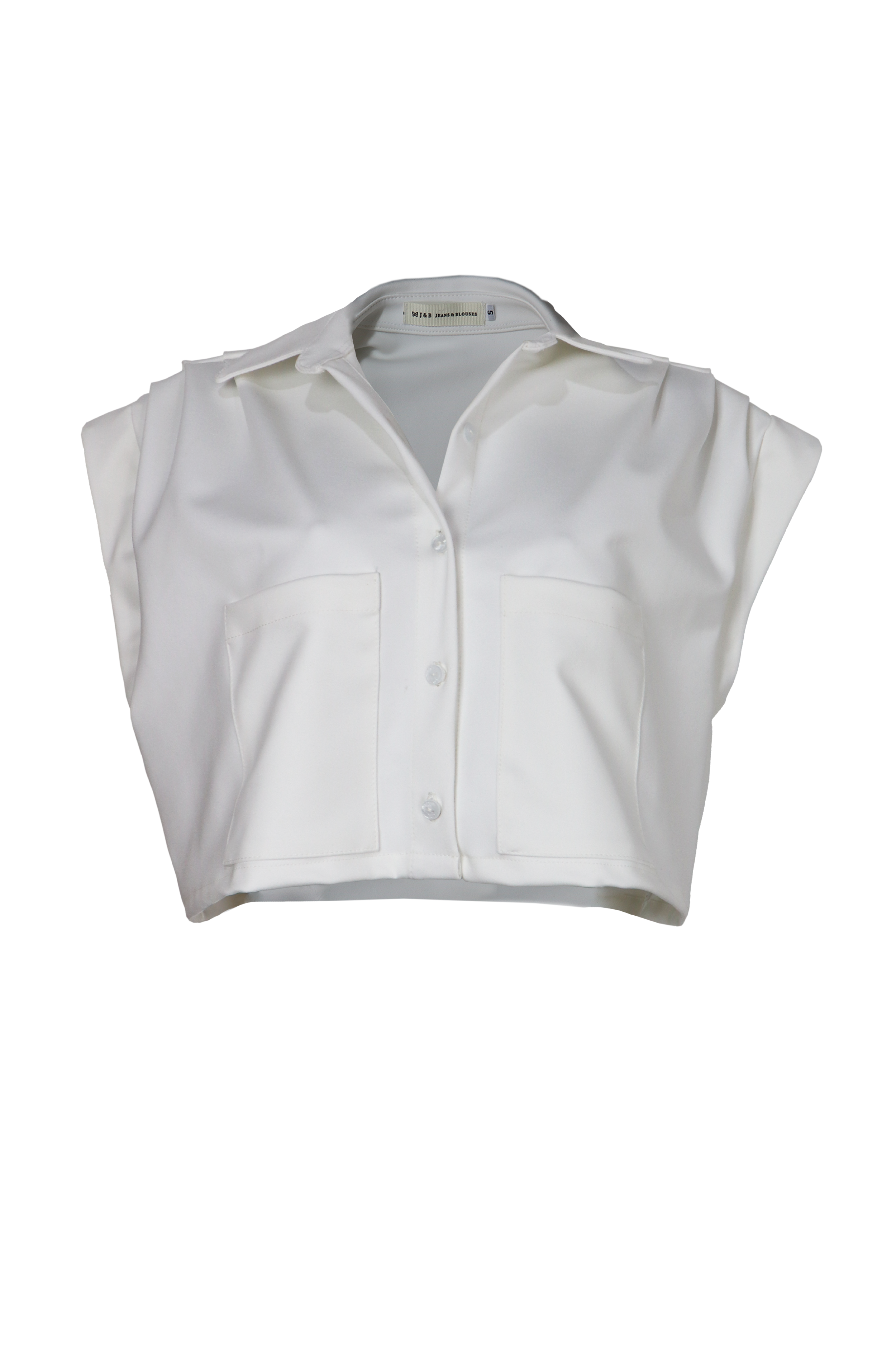 PTJ267812 blusa blanca tipo cargo con bolsillos