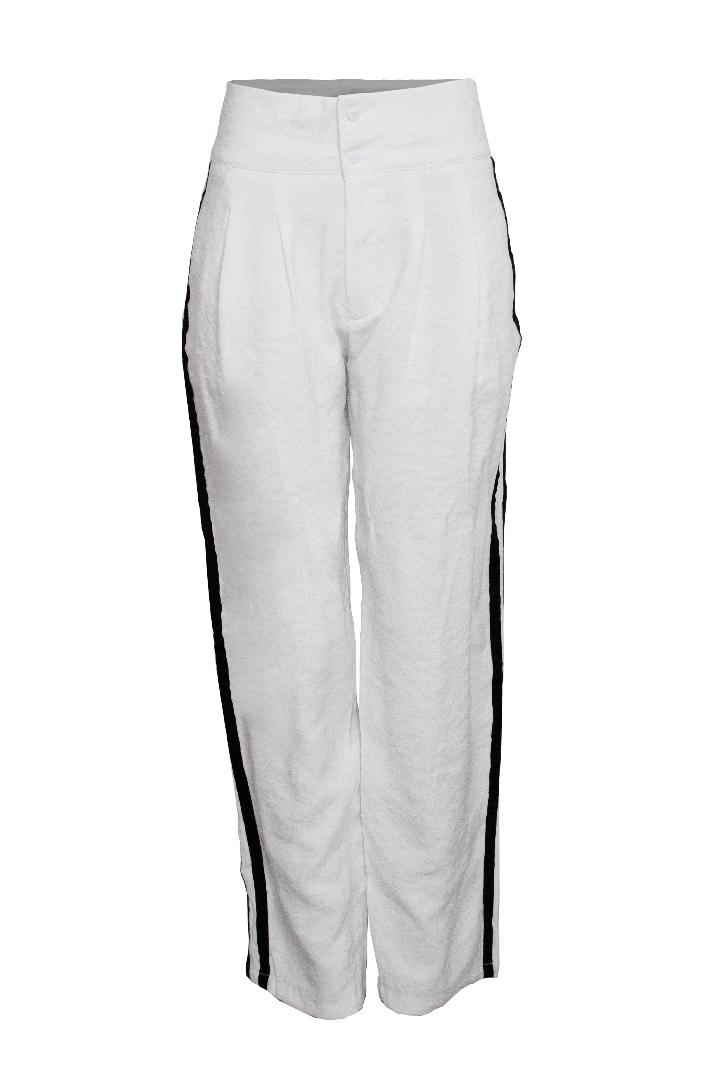 PTJ271130 pantalón blanco con rayas negras