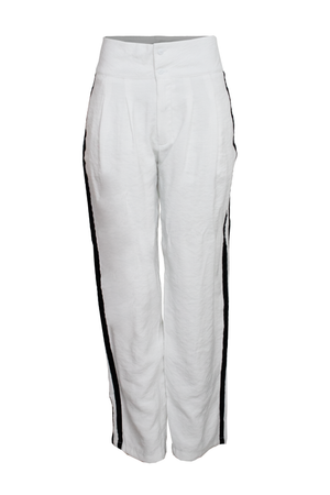 PTJ271130 pantalón blanco con rayas negras