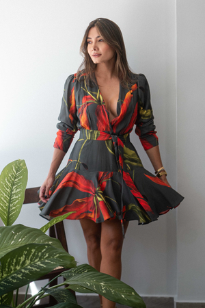 PTJ2737 Vestido corto con cinturon