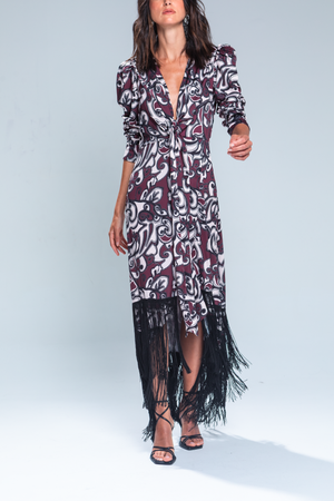 PTJ27181200 vestido midi con flecos