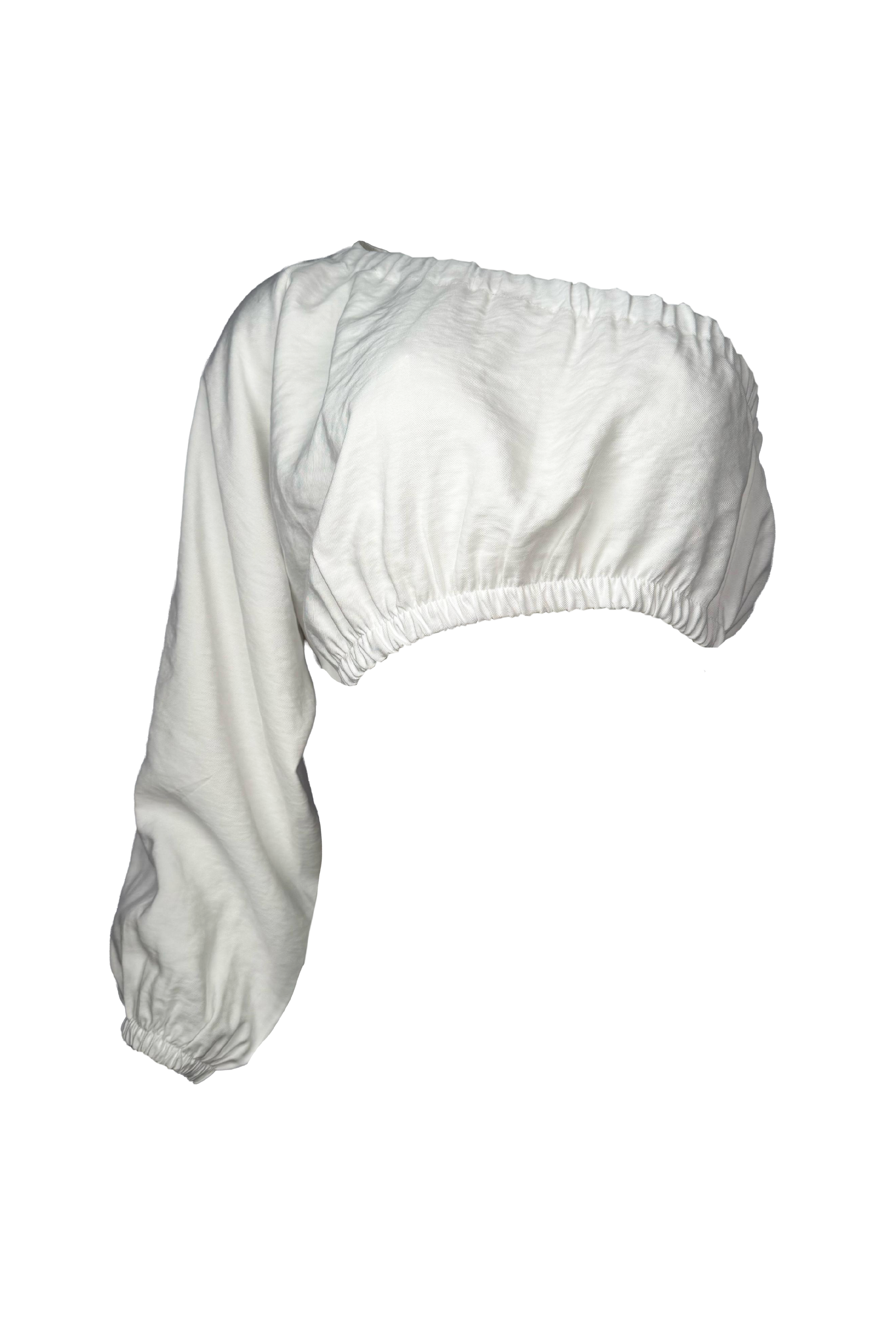 PTJ282930 blusa con resortes y manga amplia color blanca