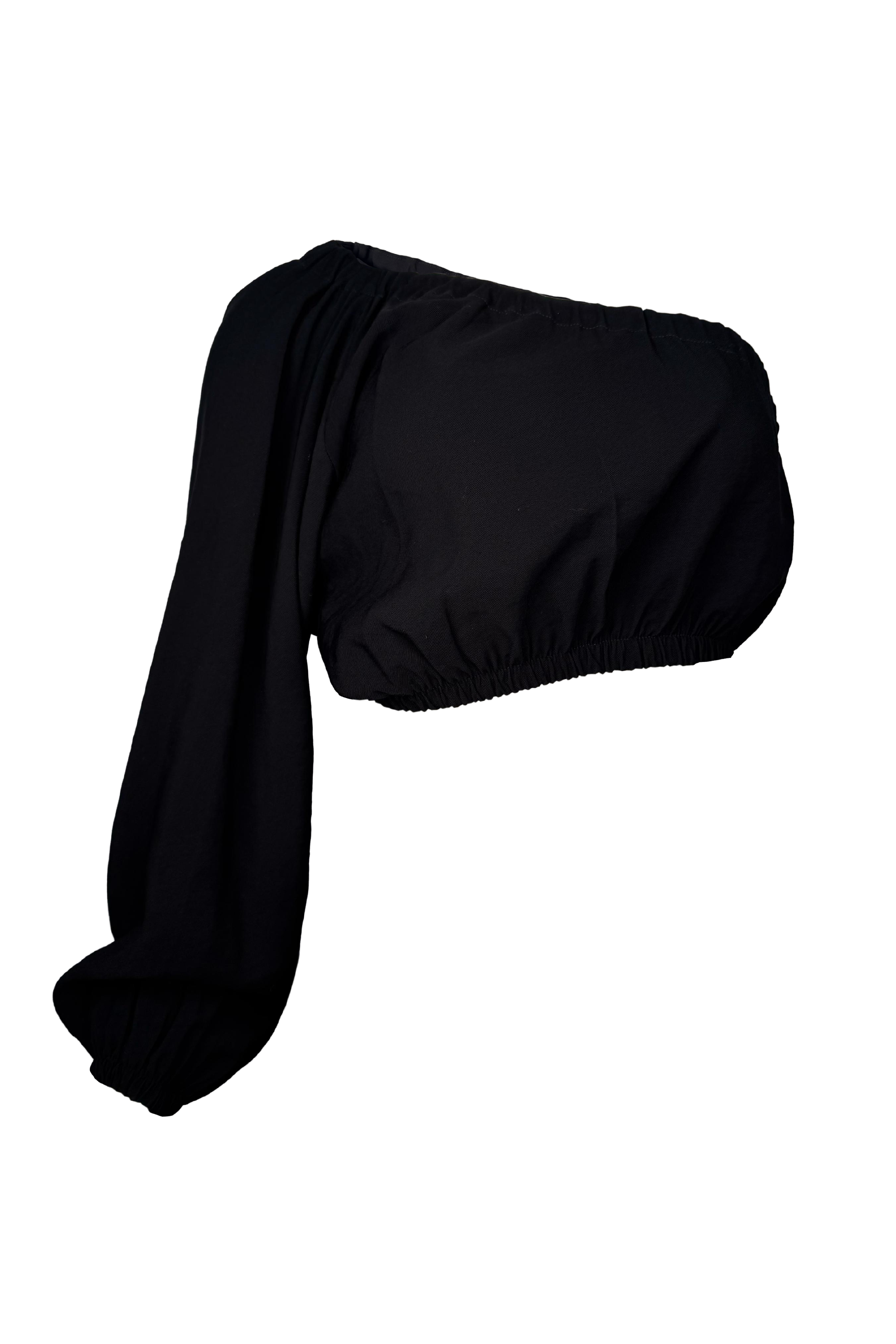 PTJ282930 blusa con resortes y manga amplia color negro