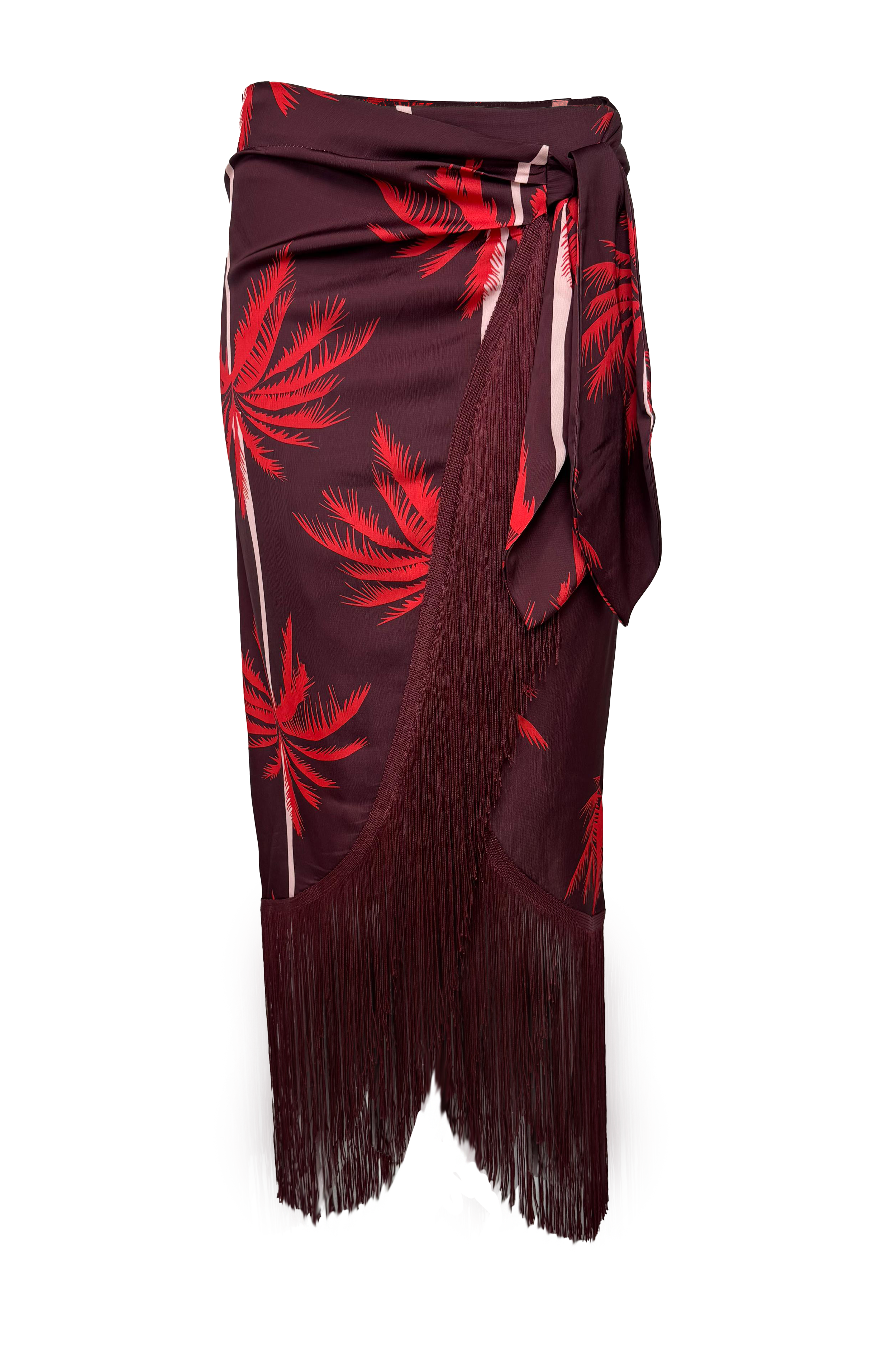PTJ277412 falda estampada vino tinto
