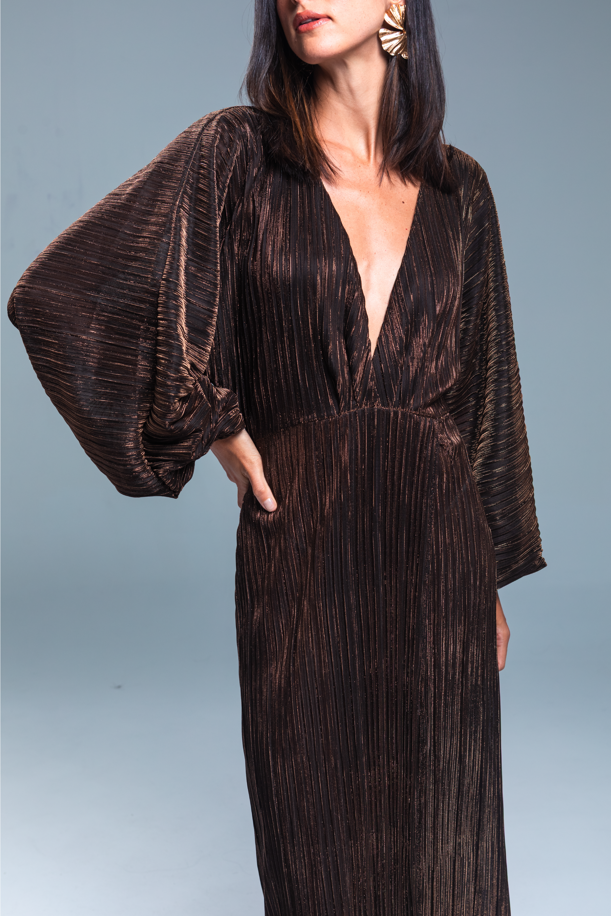 PTJ2783120 vestido de mangas largas  con escote