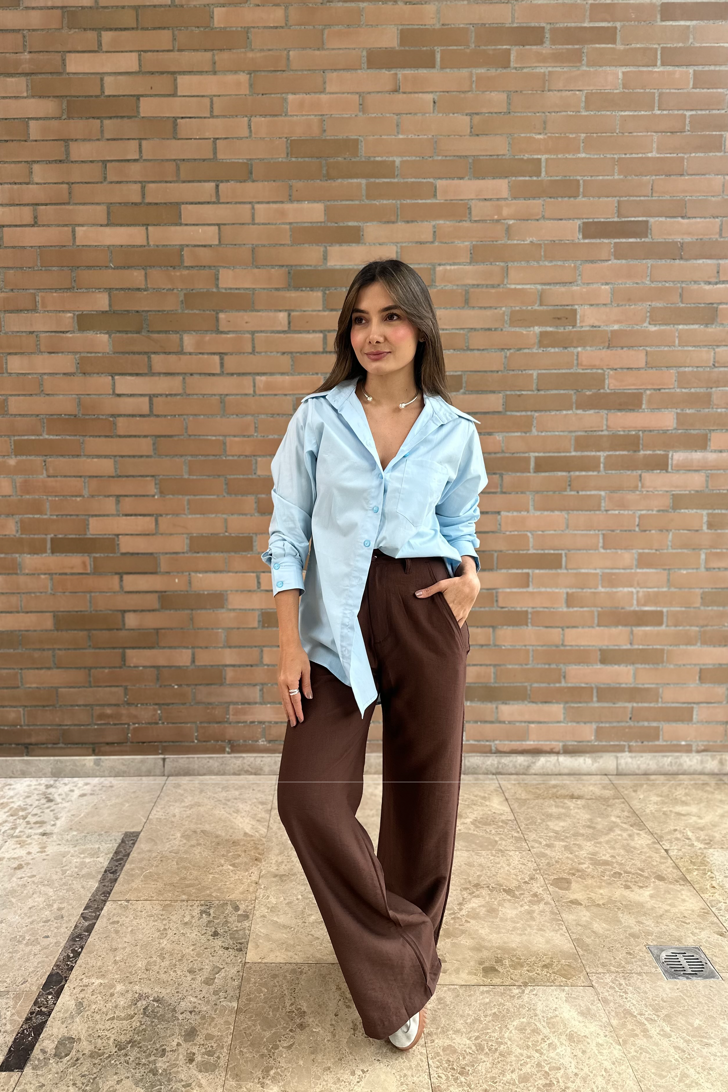 PTJ278629 blusón con correa y pantalón