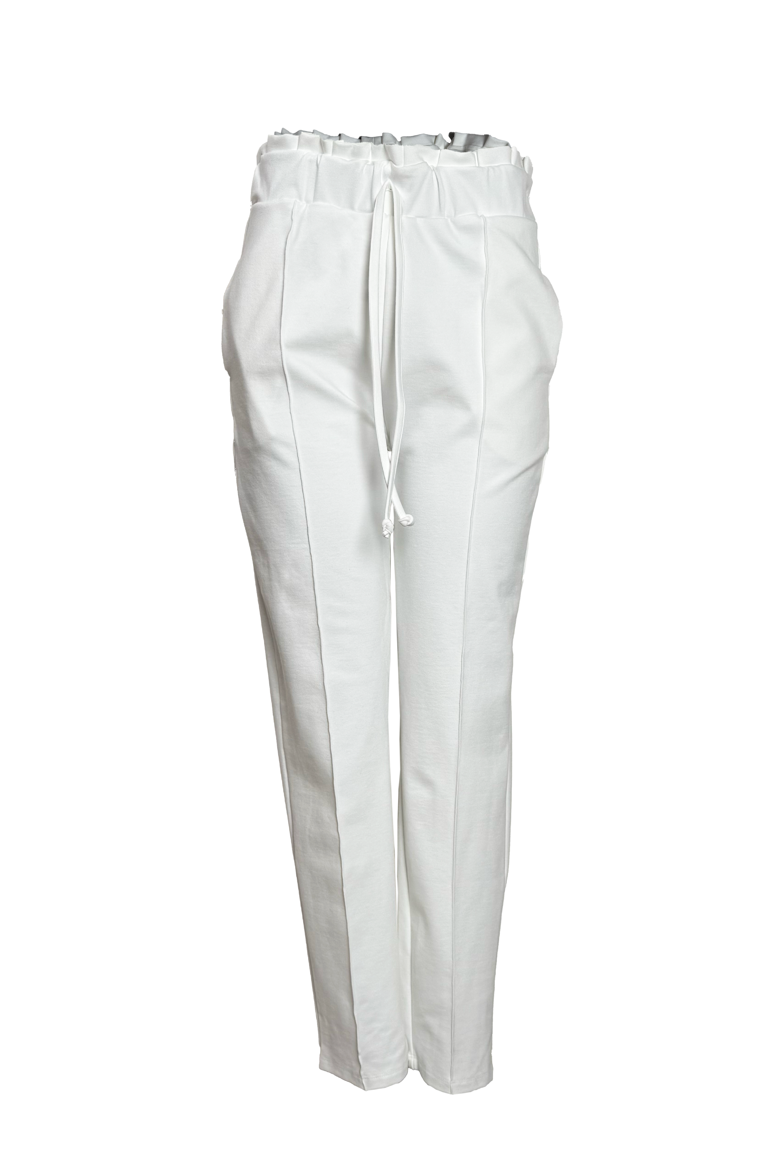 PTJ278829 pantalón blanco con recogido y tiras