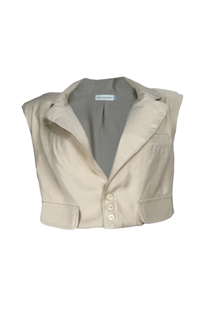 PTJ278930 blusa tipo chaleco con bolsillos y botones color beige
