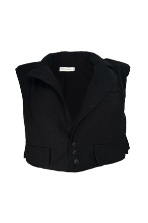PTJ278930 blusa tipo chaleco con bolsillos y botones color negro