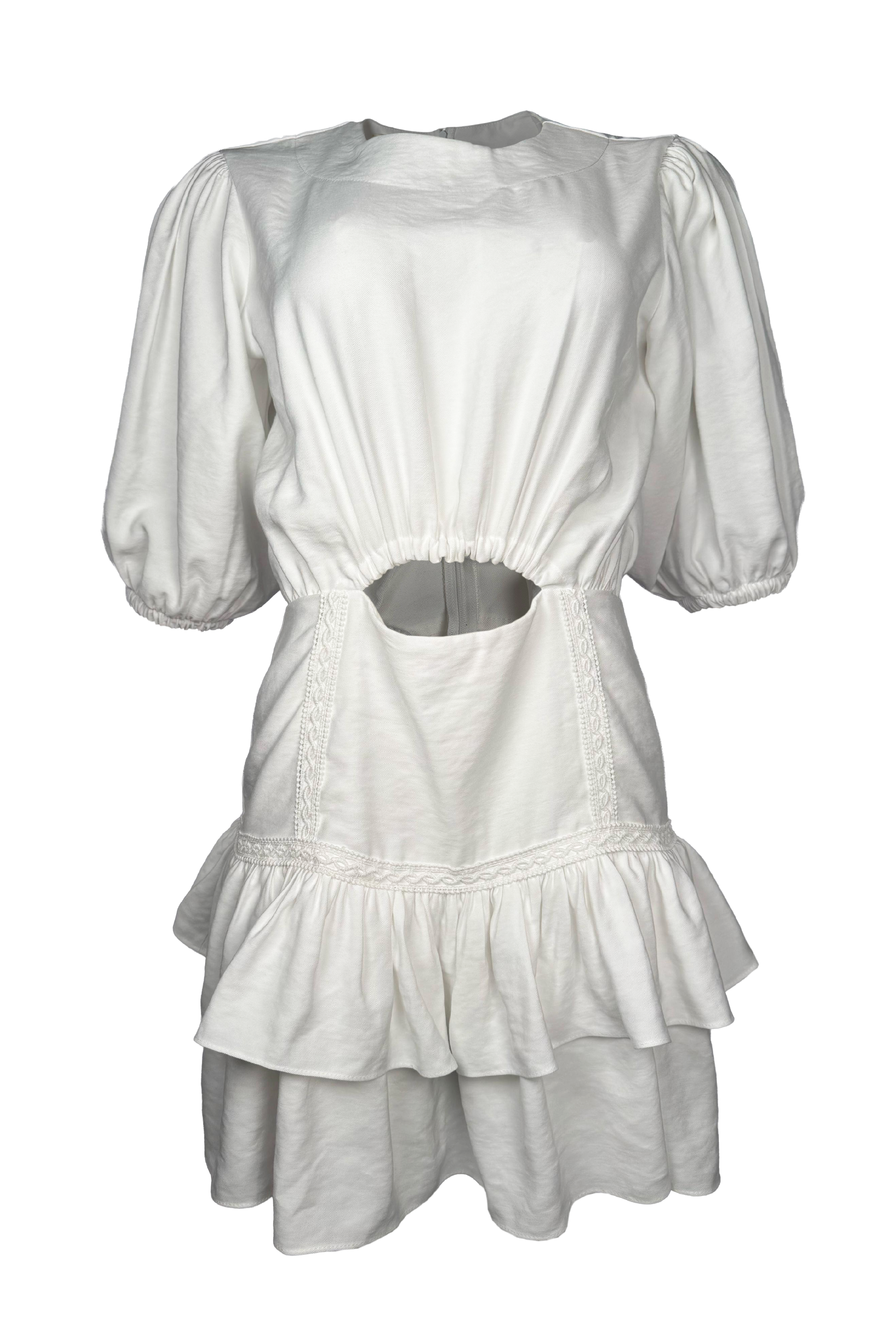 PTJ280030 vestido corto con manga 3/4 color blanco