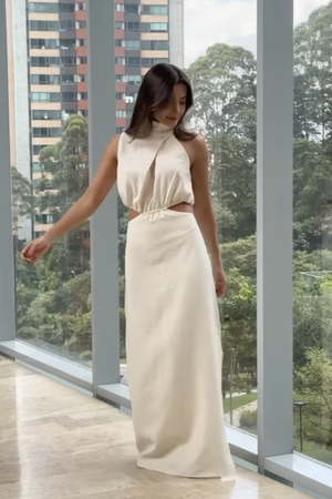  PTJ280530 vestido con cortes en la cintura