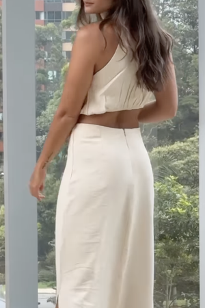  PTJ280530 vestido con cortes en la cintura
