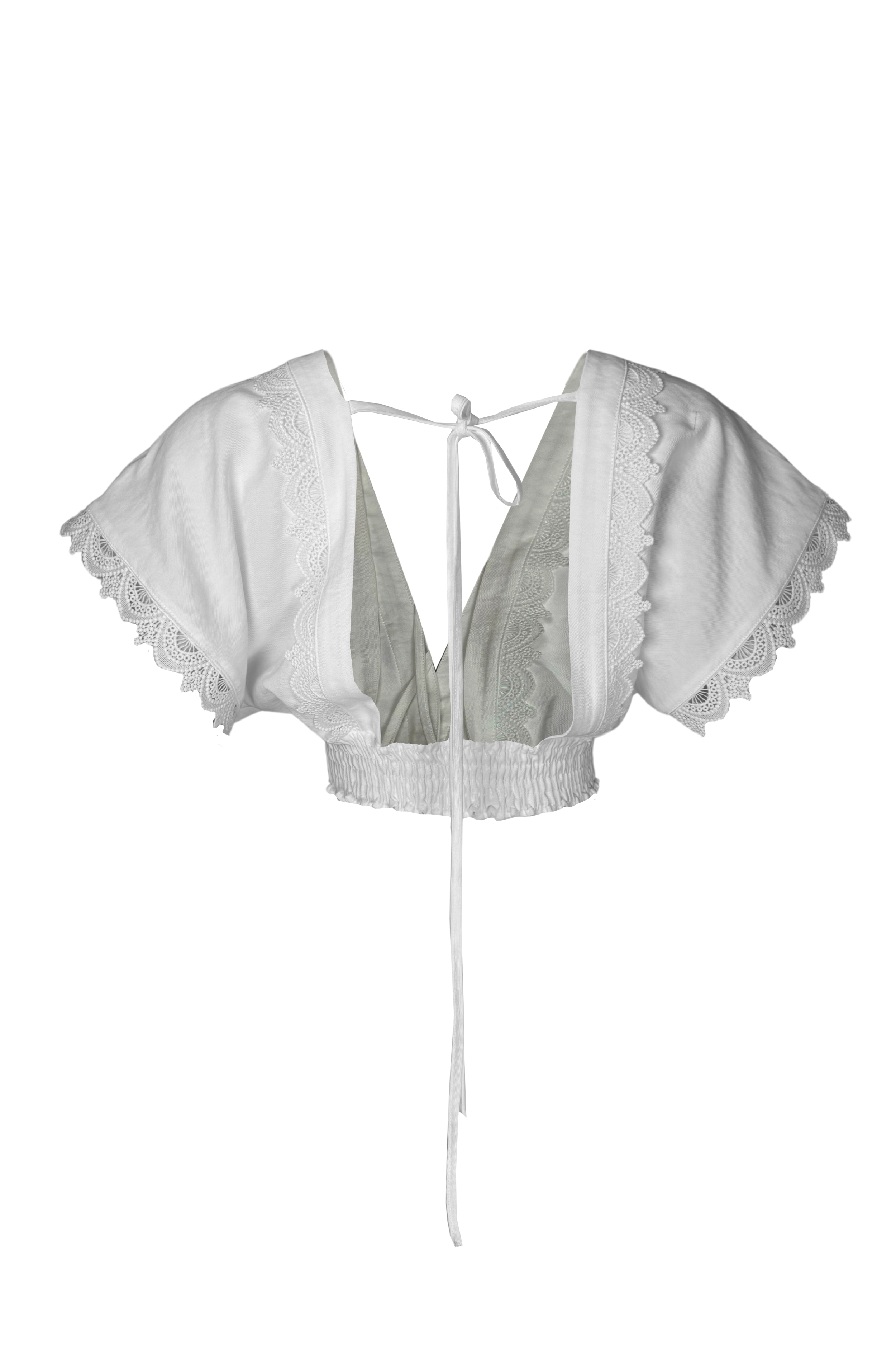 PTJ280830 blusa con textura blanca parte de atrás