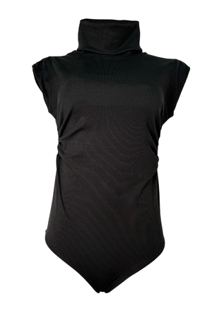 PTJ282101 body de cuello tortuga con textura negro