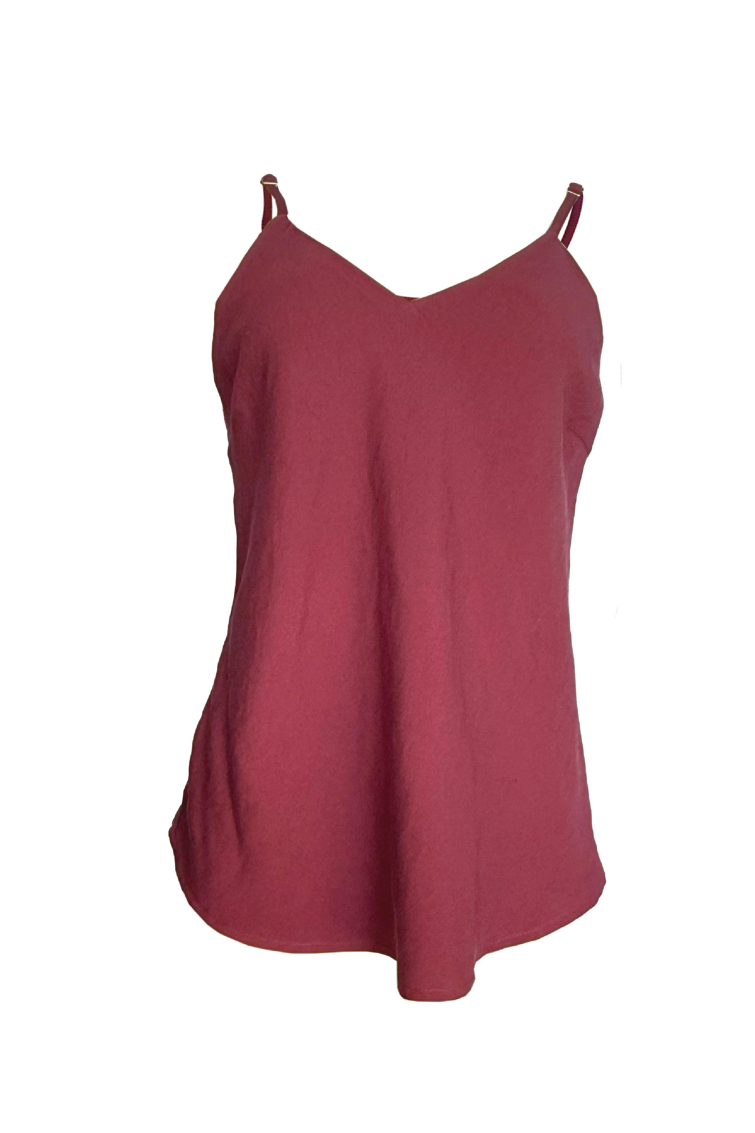PTJ284830000 blusa de tiras color vinotinto
