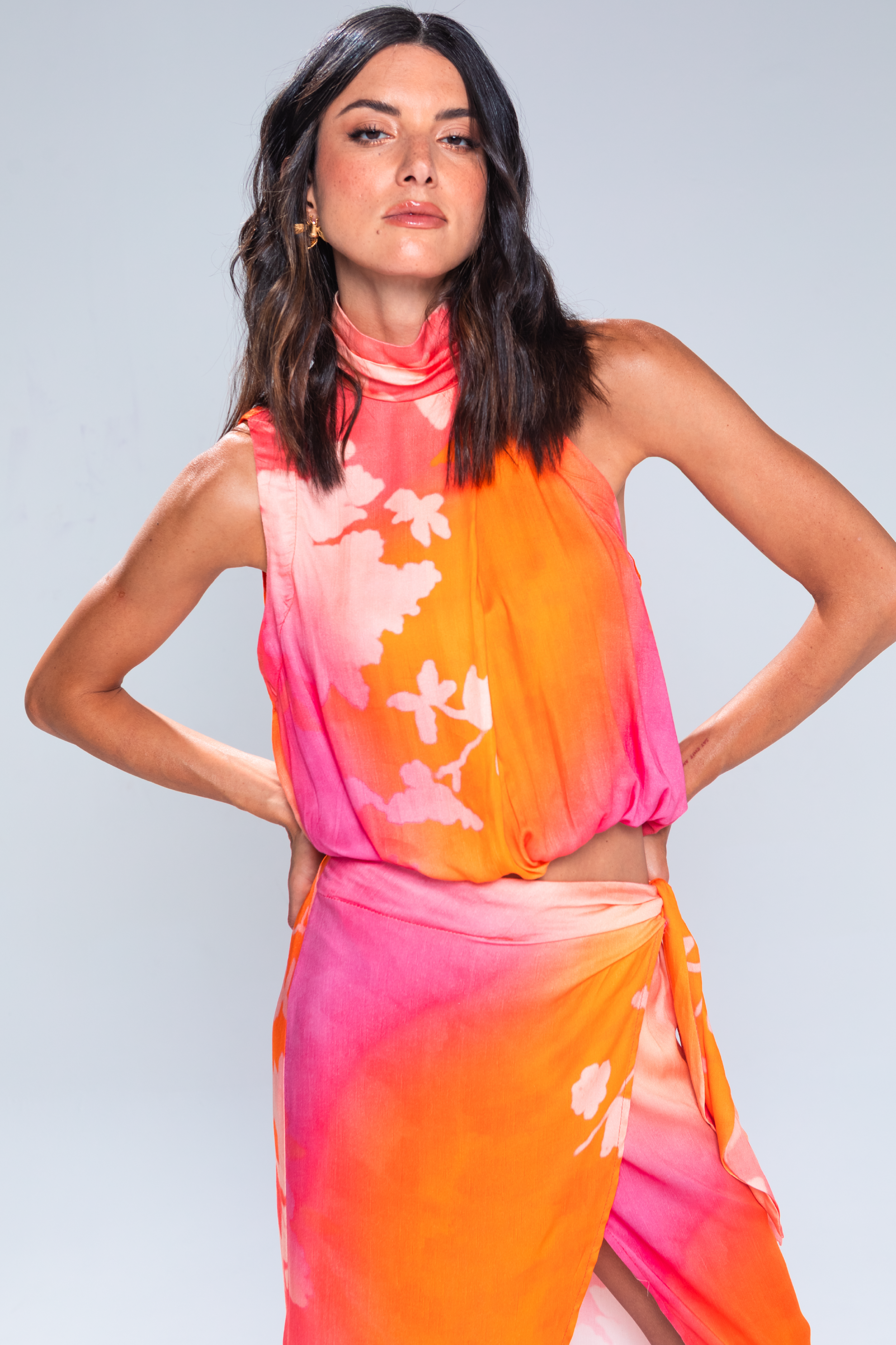 PTJ2851290030 falda con blusa estampada