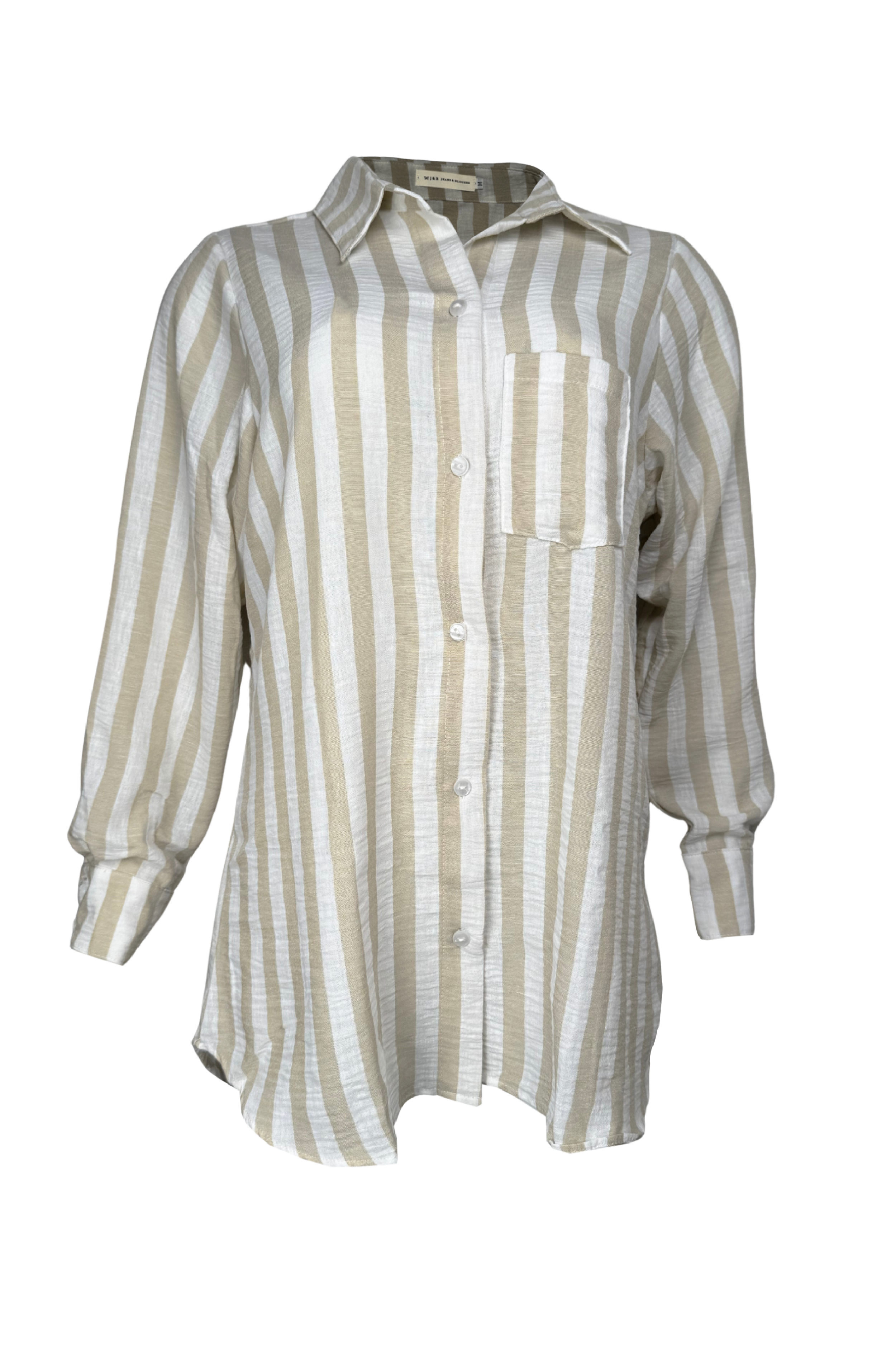 PTJ285512 blusa de tiras estampadas con sudadera de rayas  color beige