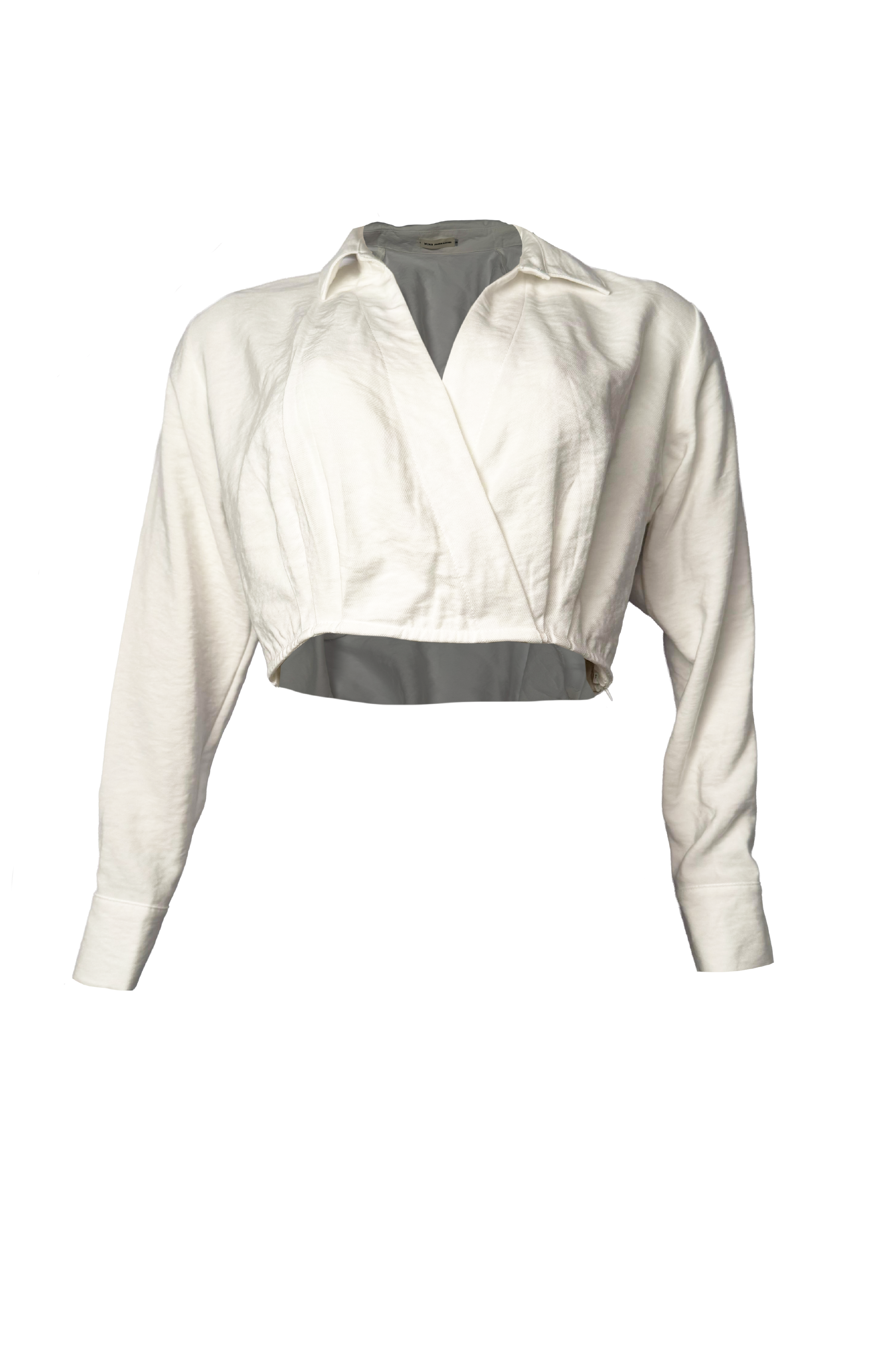 PTJ286230 blusa con escote en v y manga larga color blanco