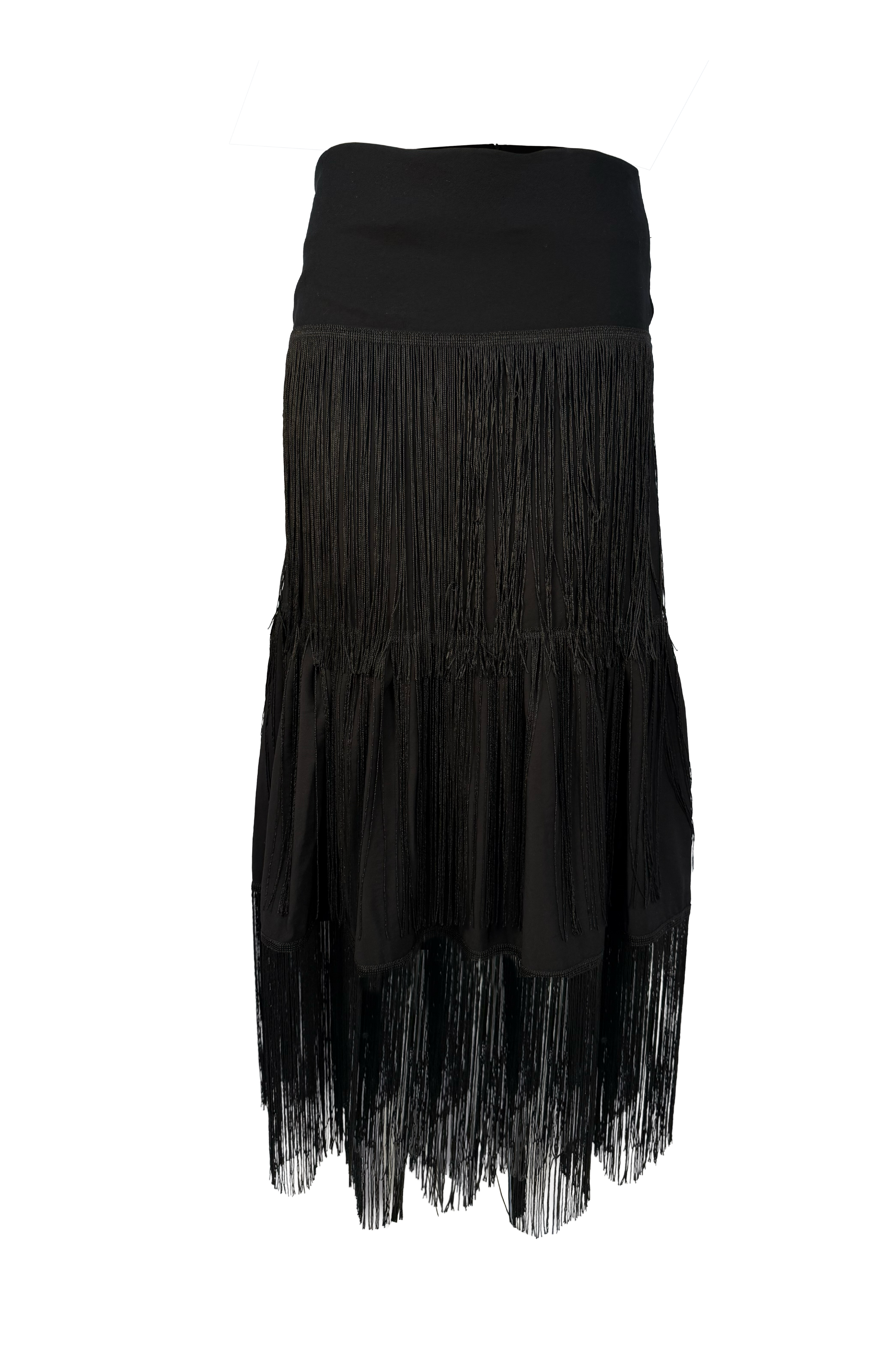 PTJ286230 falda con flecos color negra