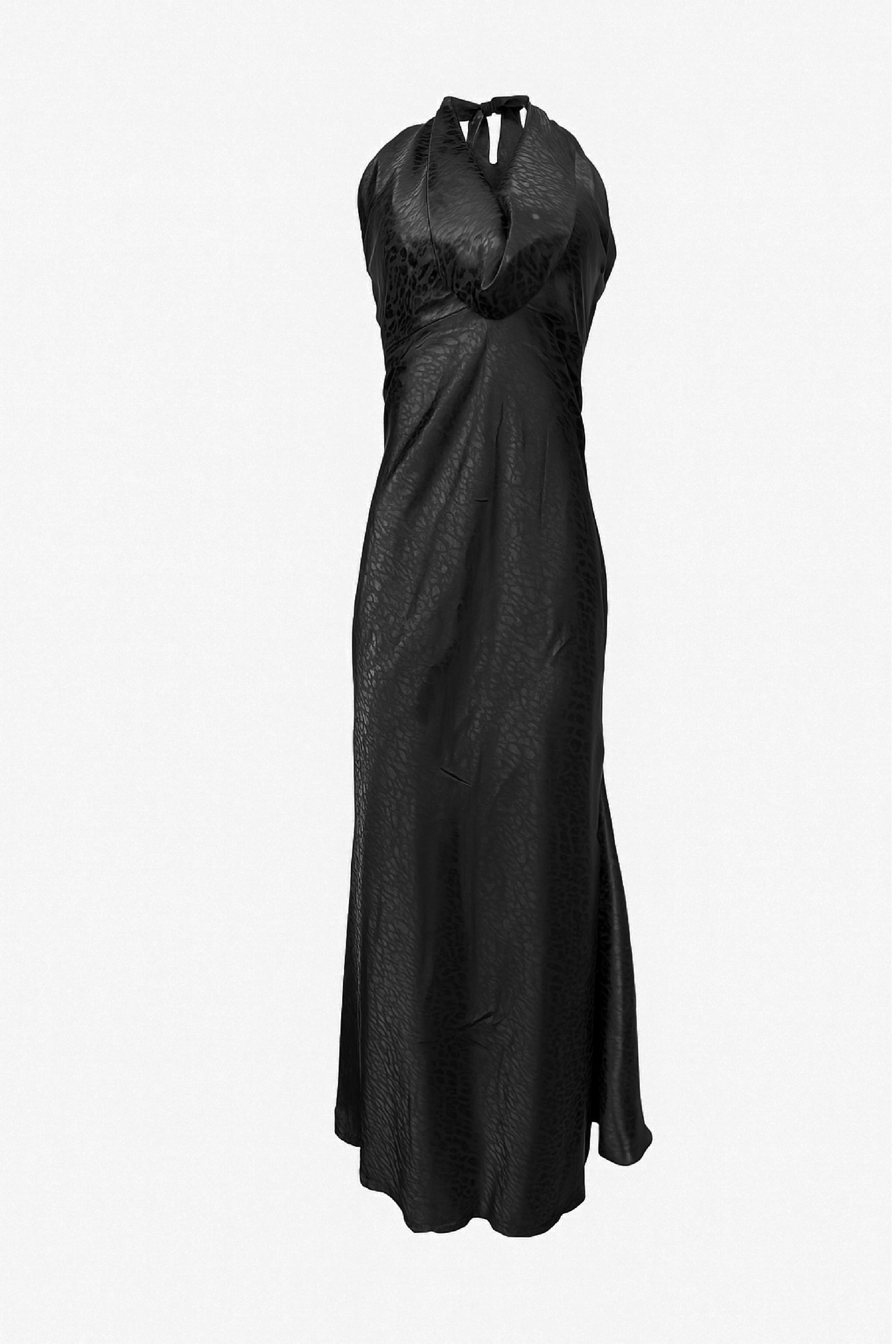 PTJ290212 vestido negro largo con detalle en el cuello